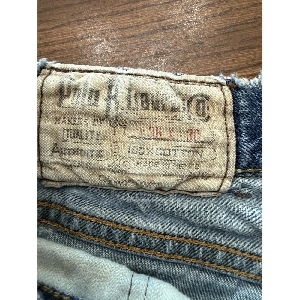 Vintage Polo Ralph Lauren Jeans Men's 36x30 Distressed Denim Y2K Grunge